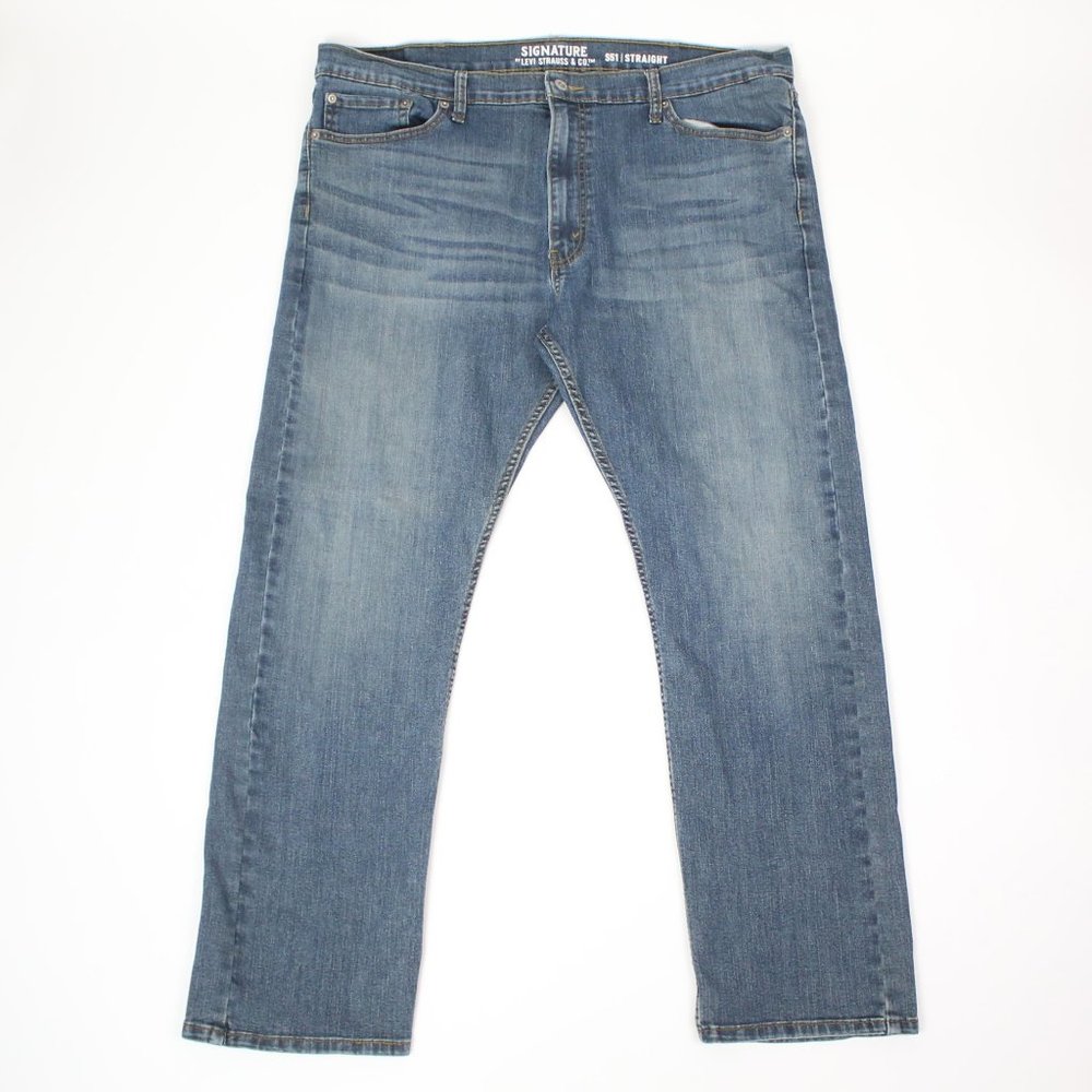 Signature by Levi's Mens 40x32 Straight S51 Denim Jeans - Picture 2 of 7